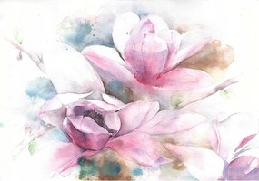 Tapéta Magnólia akvarell pasztell virágok tavasz finomság 200x140 +ragasztó