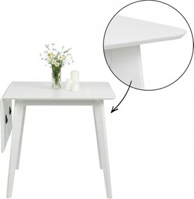 Összecsukható Fehér Étkezőasztal nappaliba szögletes asztal 80x80 cm