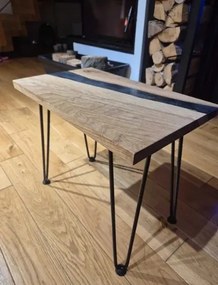 Éjjeliszekrény/kávézóasztal – natúr fa (dió, tölgy)/epoxigyanta