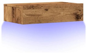 antik fa színű TV-szekrény LED-lámpákkal 60x35x15,5 cm