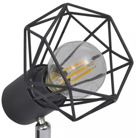 Fekete ipari stílusú drótvázas spotlámpa 2 LED izzóval