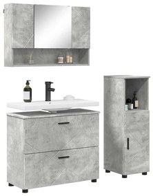 Fürdőszoba bútor szett 3 pcs Beton szürke 76.5 x 35 x 64 cm