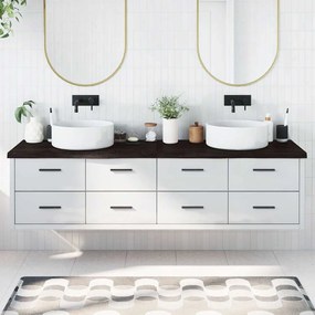 sötétbarna kezelt tömör fa fürdőszobai pult 200x50x(2-4) cm