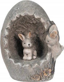 Szürke dekoratív nyuszik tojáson kő díszítéssel 22x18x27 cm