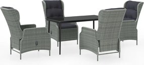 vidaXL 5 részes világosszürke kerti étkezőgarnitúra