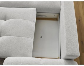 Világosszürke zsenília kinyitható-tárolóhelyes sarokkanapé (bal oldali-heverő résszel) Roxelane – Bobochic Paris