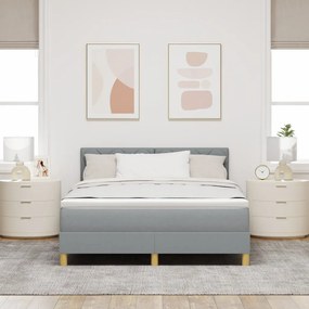 Futós ágy matraccal és LED világítással Világosszürke 140x200 cm Szövet