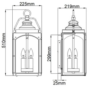 Feiss FE-RANDHURST-L-CO-Kültéri fali lámpa RANDHURST 3xE14/40W/230V IP44