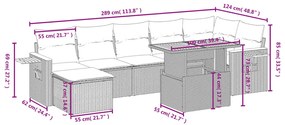 8-részes szürke polyrattan kerti ülőgarnitúra párnákkal