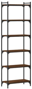 6 szintes barna tölgy színű szerelt fa könyvespolc 60x30x188 cm