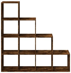 4 szintes füstös tölgy elválasztó könyvespolc 131,5x29x131,5 cm