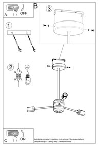 Sollux SL.1021 - Csillár rúdon LANGO 3xE27/60W/230V fekete