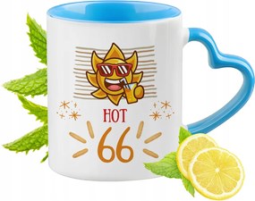 Születésnap 66 66-es Kék Bögre Szív Alakú Füllel Ajándék