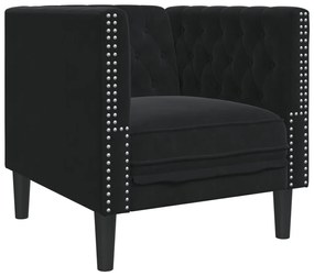 fekete bársony Chesterfield kanapéfotel