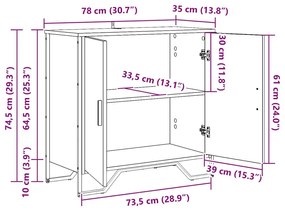 Széf kézműves tölgy 78 x 35.5 x 74.5 cm Faanyag