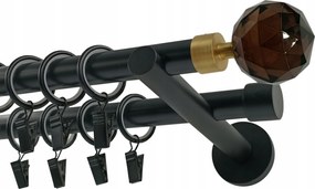 Dupla függönykarnis Fém 19+19mm Gömb Crystal Brown 280cm