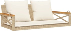 vidaXL bézs polyrattan hintapad párnákkal 109 x 62 x 40 cm