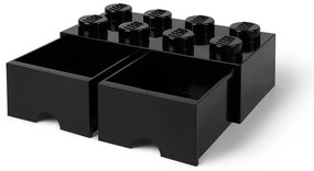 Négyszögeletes fekete tárolódoboz 2 fiókkal - LEGO®