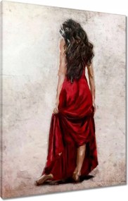 Vászonkép 60x80 Csaj piros ruhában