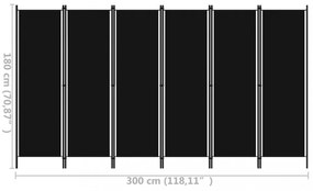 fekete 6 paneles paraván 300 x 180 cm