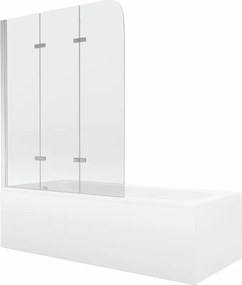 Mexen Vega 150 x 70 cm-es téglalap alakú kád burkolattal és háromszárnyú paravánnal, 120 cm, átlátszó, króm