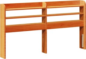 vidaXL viaszbarna tömör fenyőfa fejtámla polcokkal 135 cm