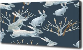 Nagyméretű vászonkép Nyulak télen 120x60 cm