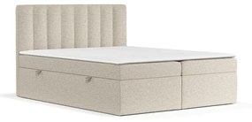 Bézs ágyneműtartós boxspring ágy 140x200 cm Novento – Maison de Rêve