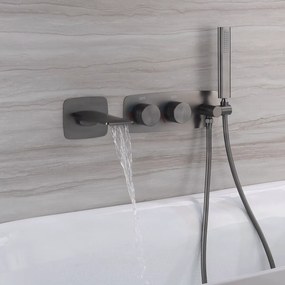 Falba süllyesztett kádtöltő csaptelep ELITE EDITION BSC1715 LED-kijelzővel és vízesés kifolyóval, grafitszürke, fekete és króm kivitelben — Gunmetal szürke