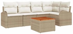 vidaXL Kerti Kanapé Szett tárolóval 6 pcs Beige és krém polirattan