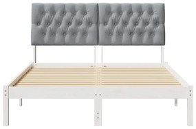 Ágykeret Kárpitozott Fejtámlával fejtámlával Fehér 160 x 200 cm