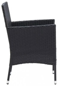 vidaXL 5 részes fekete polyrattan kerti étkezőgarnitúra párnákkal