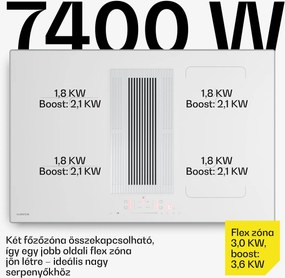 Klarstein Velaire indukciós főzőlap páraelszívóval | 4 főzőzóna | 8400 W | 80 cm