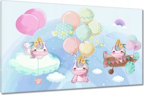 Vászonkép 120x70 Gyönyörű unikornisok lufikkal