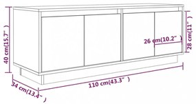 fehér tömör fenyőfa TV-szekrény 110x34x40 cm