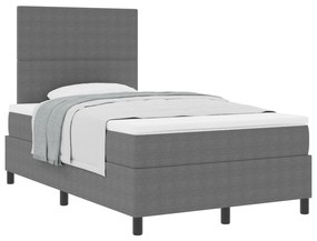 Box Spring Ágy Matrac Közepes Szürkével Kicsi Franciaágy Kordbársony Szövet