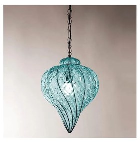 SIRU - Csillár láncon GOCCIA 1xE27/60W/230V átm. 25 cm kék/barna Velencei üveg