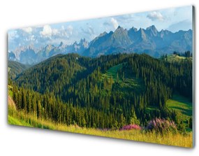 Fali üvegkép Mount Forest Nature 120x60cm 2 fogas