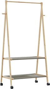 vidaXL bambusz ruhaállvány polcokkal és kerekekkel 96x45,5x155,5 cm