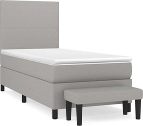 vidaXL világosszürke szövet rugós ágy matraccal 90 x 200 cm