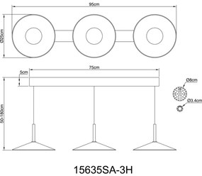 Globo 15635SA-3H - LED csillár kábelen LAMPONE LED/24W/230V 4000K krémszínű