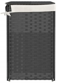 szürke polyrattan szennyeskosár 2 rekesszel 53x33x57 cm