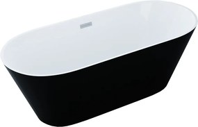 Luxury Flavia szabadon álló fürdökád akril  170 x 80 cm, fehér/fekete - 54031708075 Térben álló kád