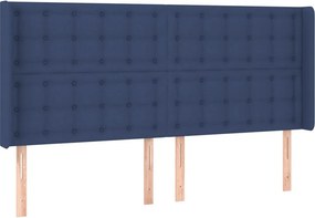 vidaXL kék szövet fejtámla szárnyakkal 163x16x118/128 cm
