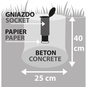 Erga Garden 5000, szabadon álló 4 karos kerti ruhaszárító 200x200x195 cm, ezüst-piros, ERG-SEP-10SUSOGRGAR50