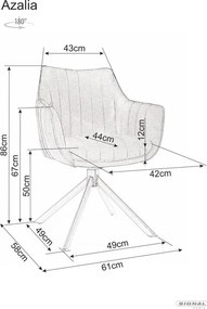 Azalia Leo étkezőszék világosszürke forgatható üléssel