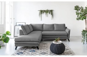 Charming Charlie L szürke kinyitható sarokkanapé, bal oldali - Miuform