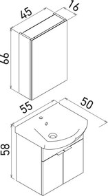 Purus mosdószekrény, 55 cm – TR785PNC1674