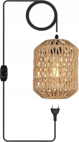 Boho Vintage stílusú Rattan Függő Lámpa 60W E27