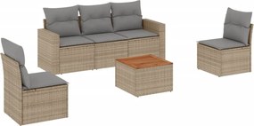 vidaXL 6 részes vegyes bézs polyrattan kerti ülőgarnitúra párnákkal